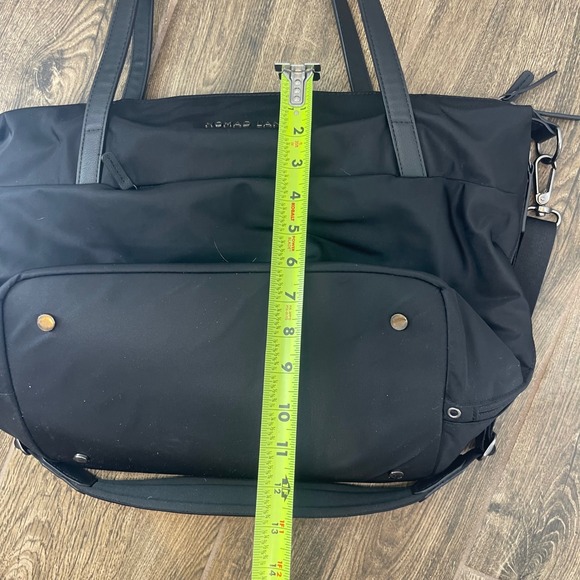 NOMAD LANE Origami Black Nylon Leather Trim Carry On Weekender Travel Tote Bag - Picture 7 of 8